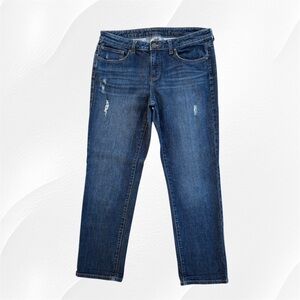 Jennifer Lopez Distressed Boyfriend Straight Leg Mid-Rise Stretch Jeans ~ 8